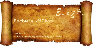 Eschwig Ákos névjegykártya